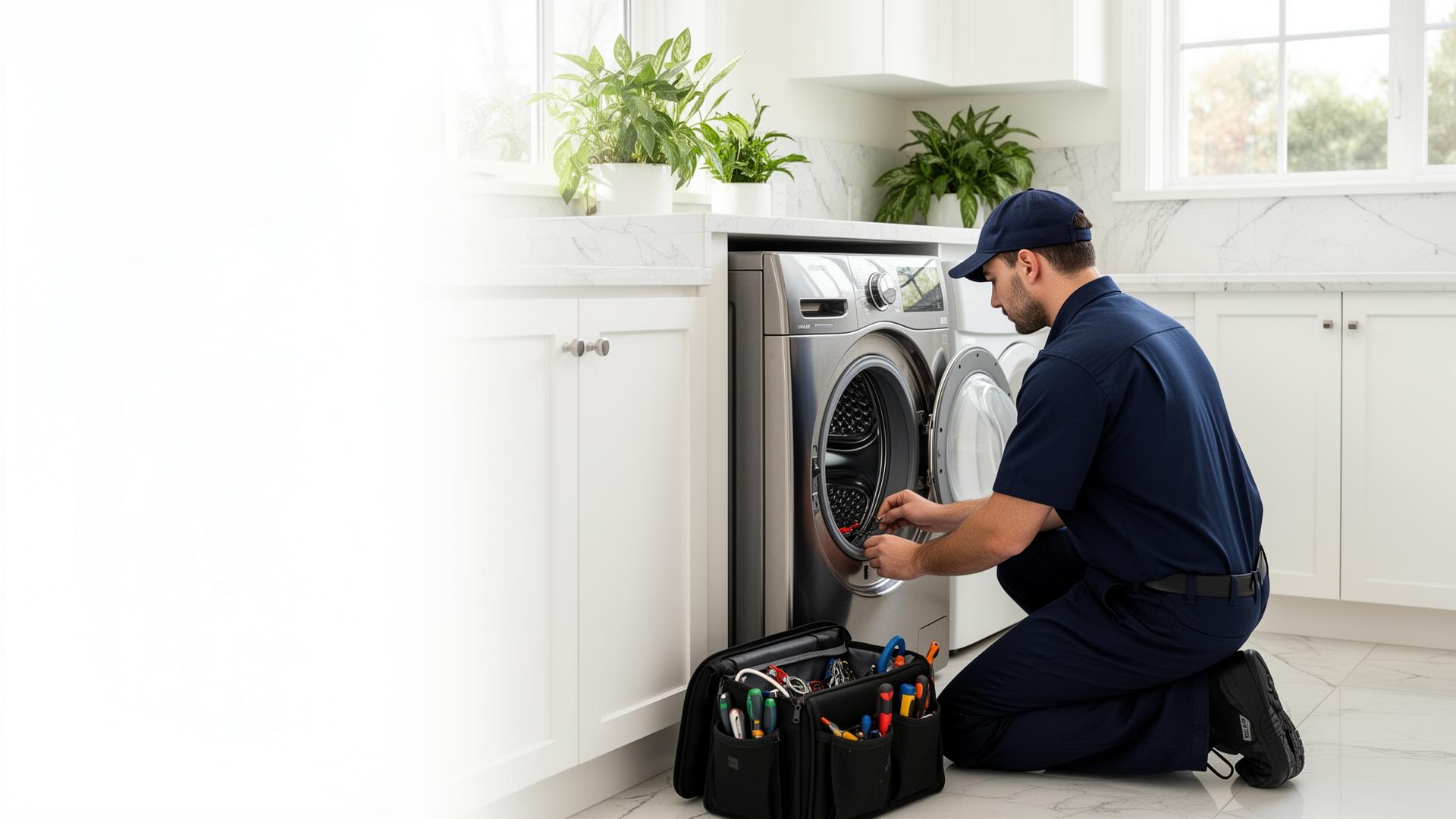 Appliance Flix technician repairing a luxury washer